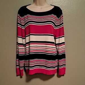 Vintage Talbot's Boatneck Sweater Red White Blue Striped Size XLp